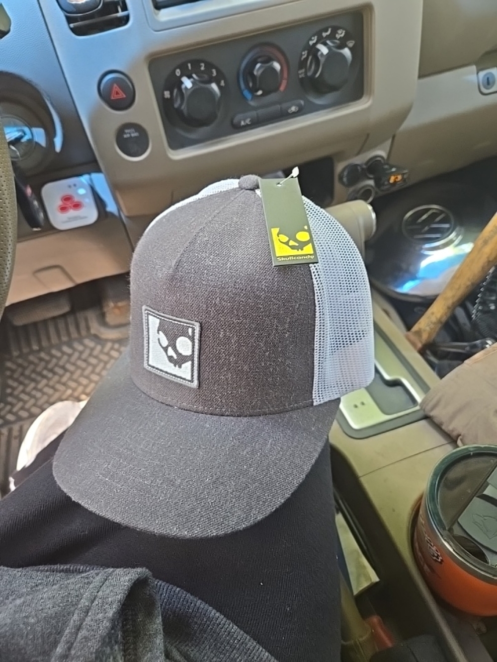 Skullcandy Gray and White Mesh Trucker Hat with Logo Patch